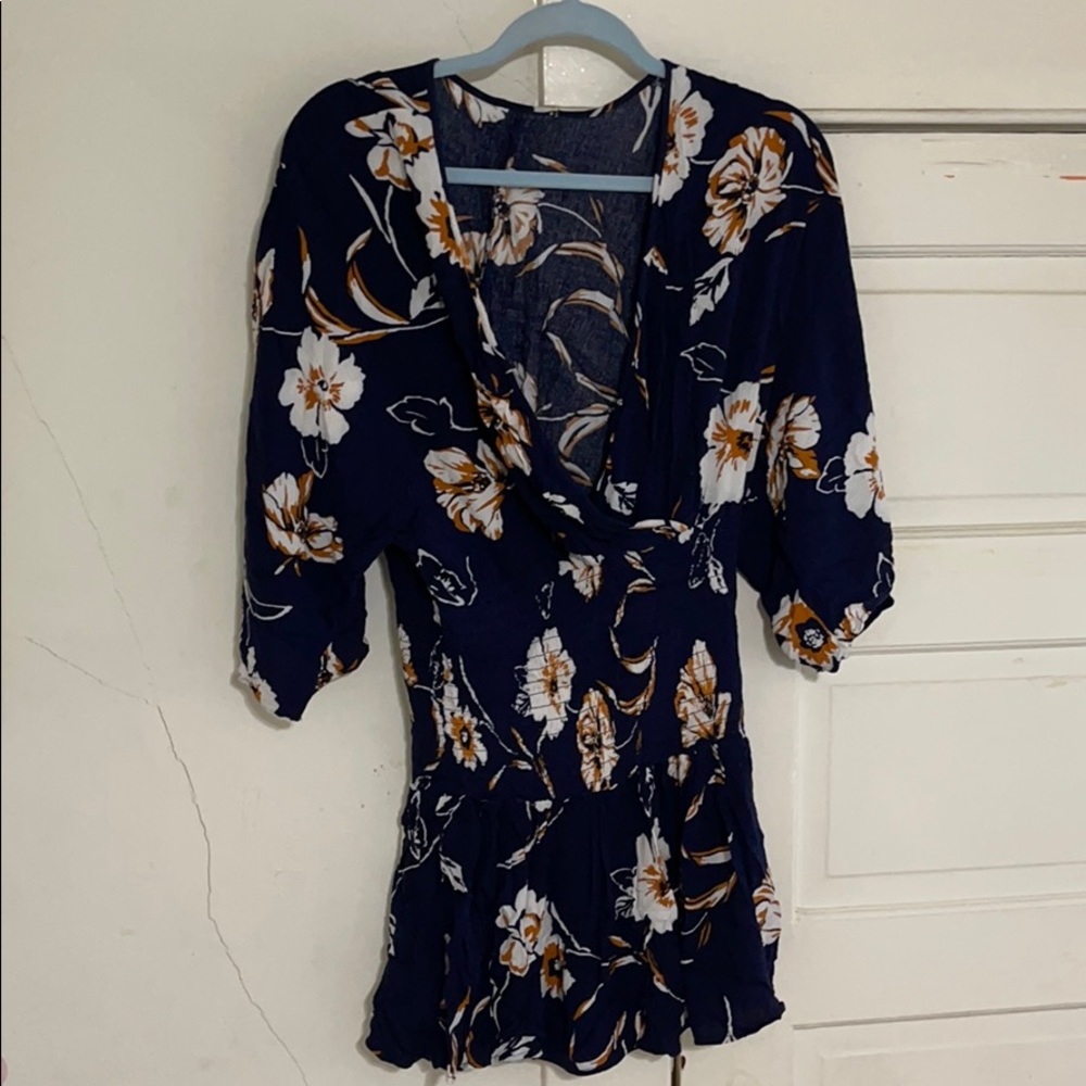 forever21 blue/orange floral mini dress